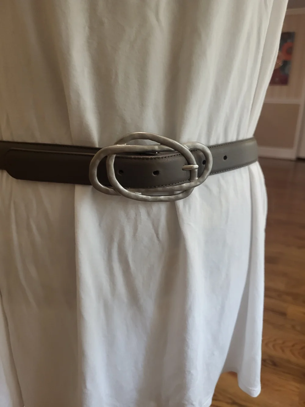 J. Jill Brown Leather Belt with Silver Double-Loop Buckle